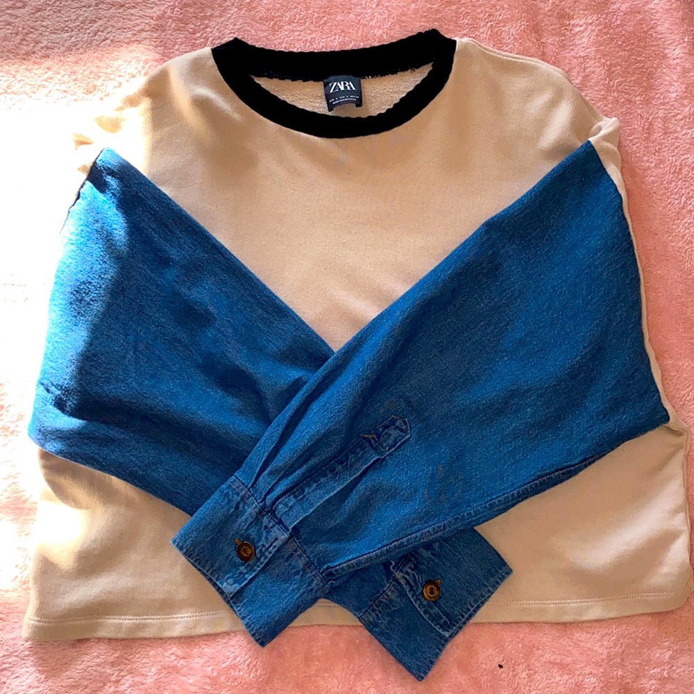 Beige with Jean Sleeves Zara size Small